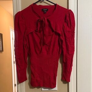 NWOT Bebe Vibrant Red Blouse with Tie Detail